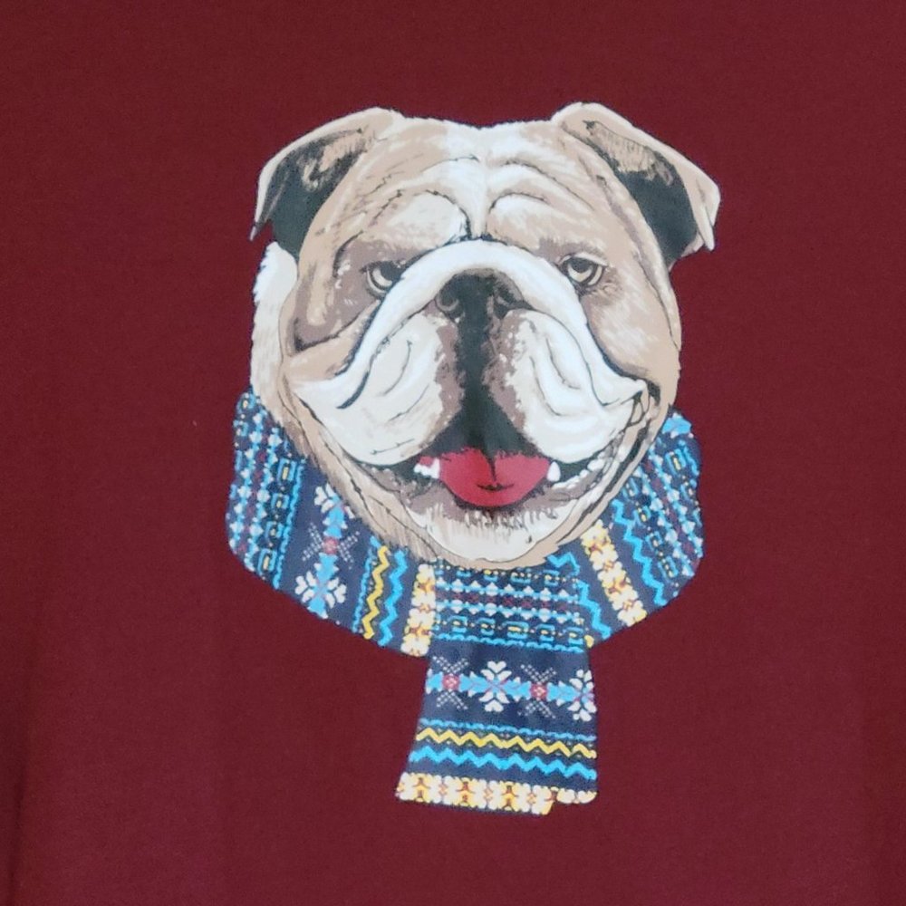Club Room Size L Maroon Long Sleeve T-Shirt Bulldog